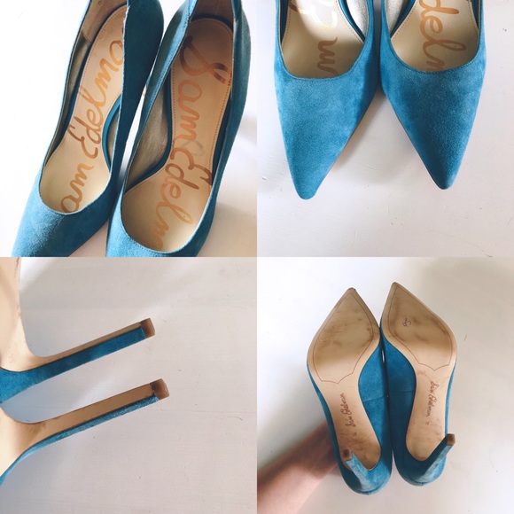 Sam Edelman Teal Blue Pumps Heels Leather 10 DEA - Picture 6 of 7